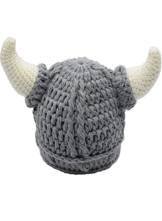 شوينيبا قبعة صوفية للأطفال الصغار، قبعة فايكنغ كروشيه، قبعة مصنوعة يدوياً للأطفال الرضع من الجنسين (0-2 سنة) - Image 2